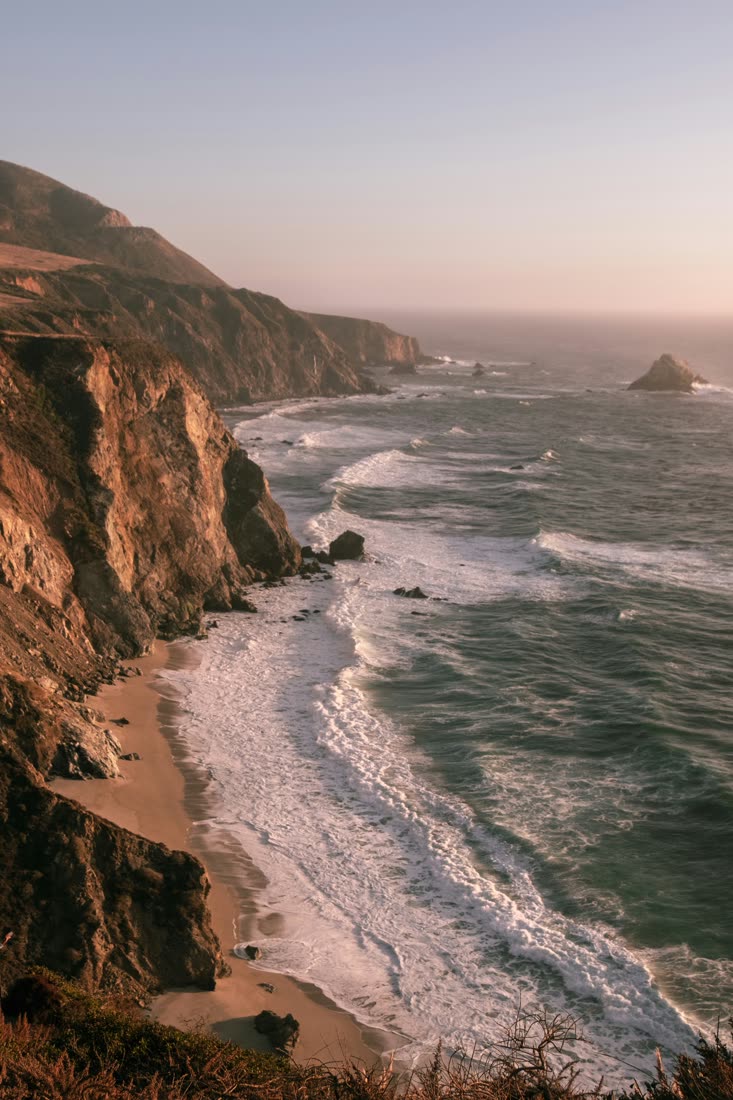 Golden-hour cliffs at Big Sur